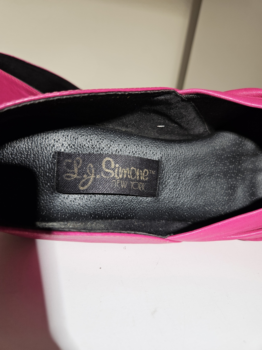 Women’s Fuchsia Pink L.J Simone Gathered Leather Ballet Flats Size 8 - Picture 4 of 6